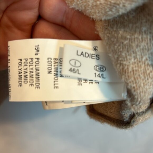 Fabiana Filippi cashmere cotton blend pink ostrich feather hem sweater sz Large - Picture 7 of 13